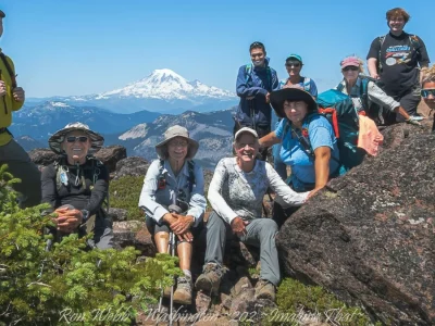 Group photo with Mt. Rainier in the background